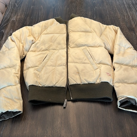 🟢 DIESEL UNISEX OLIVE GREEN & CREAM REVERSIBLE BOMBER JACKET - Picture 9 of 14